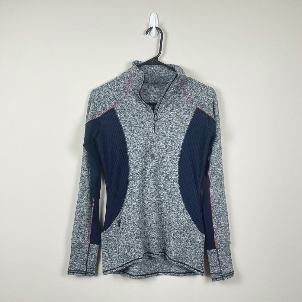 Athleta Grey and nNavy Fitted Quarter Zip Size XXS